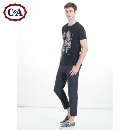 百搭造型！C＆A色织直筒九分裤CA200161369