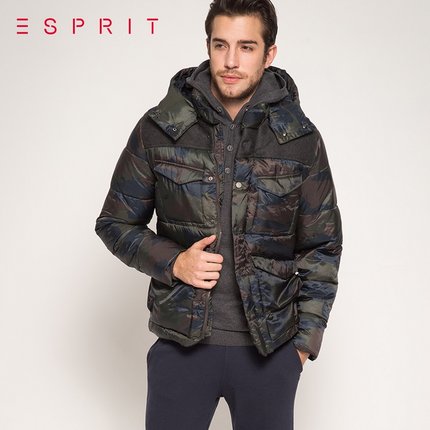 秋冬必备！ESPRIT男士个性款迷彩花纹休闲棉服ID0127F