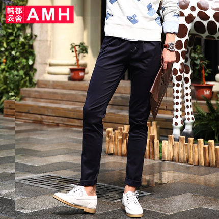 休闲百搭！AMH新款中腰微弹男士修身休闲裤OD4625