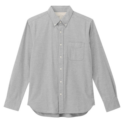 休闲百搭！MUJI无印良品男式棉法兰绒纽扣领衬衫M6AC776