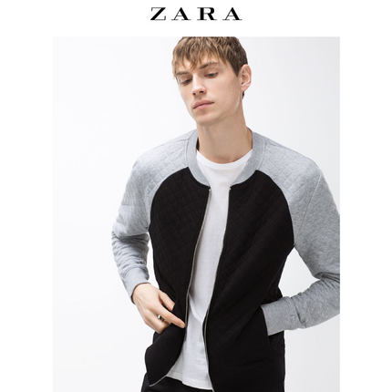 大码福利！ZARA男装双色调绗缝飞行员夹克09240404800