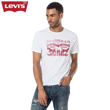 夏季必备！李维斯Logo印花纯棉圆领短袖T恤17783-0201