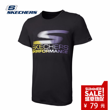 盛夏热促！Skechers斯凯奇夏季圆领男款短袖SAMS16141