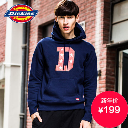 四色齐降！Dickies男式抓绒印花套头卫衣154M30EC07