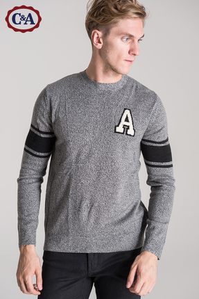 聚划算好价！C＆A 男式条纹套头针织衫 CA200163421