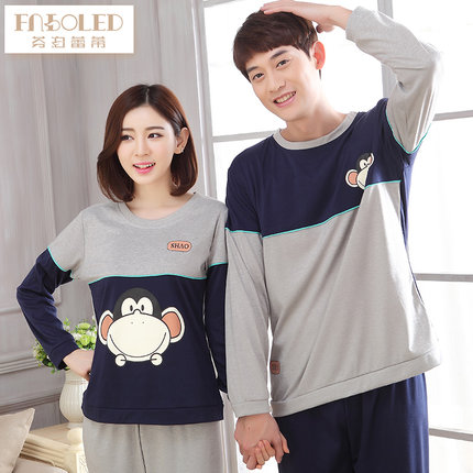 舒适体验！Fnboled芬泊蕾蒂春秋季针织棉情侣睡衣
