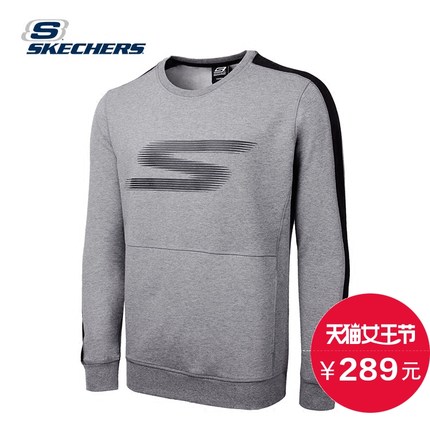 新低！斯凯奇 男士套头上装长袖 舒适耐穿运动休闲卫衣SAMS16038