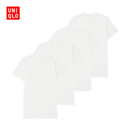 舒适内搭！优衣库UNIQLOCOTTON V领T恤((4件装)