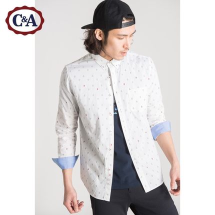 个性印花！C＆A男式帆船印花长袖衬衫CA200172056