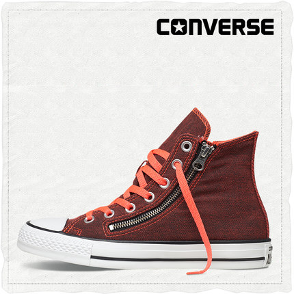 复古风！匡威双拉链帆布鞋 141005C