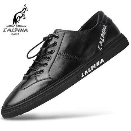 潮鞋百搭！阿尔皮纳男鞋秋季2017新款真皮板鞋男