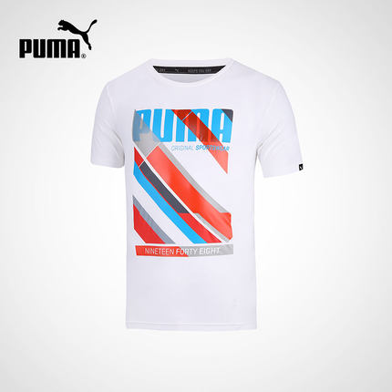 夏季佳品！PUMA彪马男子印花圆领短袖T恤Fun Dry 836513