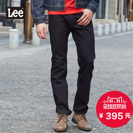 简约百搭！Lee男士黑色中腰直脚牛仔长裤LML724Y76898