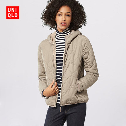 年末大优惠！UNIQLO 女装仿羊羔绒压线连帽外套 158825