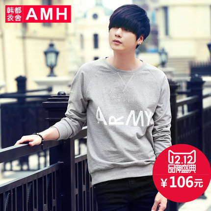 双12预告！AMH圆领印花贴布套头卫衣QZ3490