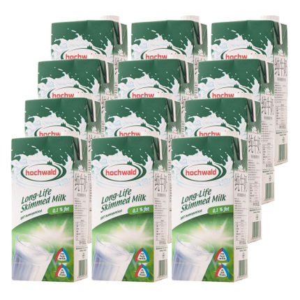 进口牛奶！德国进口好沃德脱脂牛奶1L*12盒