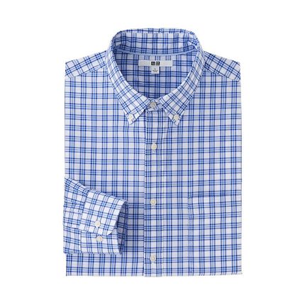 商务休闲！UNIQLO优衣库优质长绒棉格子衬衫169213