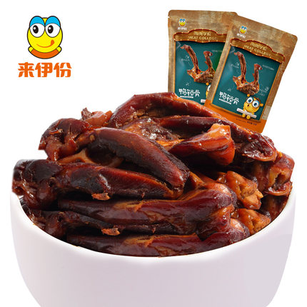 第二份半价：来伊份真空小包装甜辣鸭锁骨112g