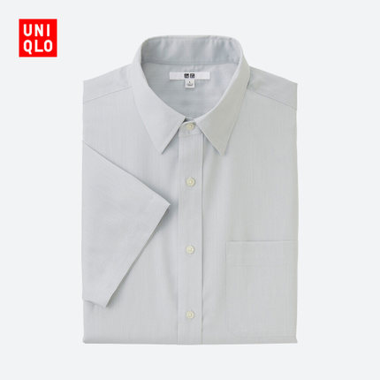 近期好价！优衣库男装EASY CARE提花衬衫(短袖)