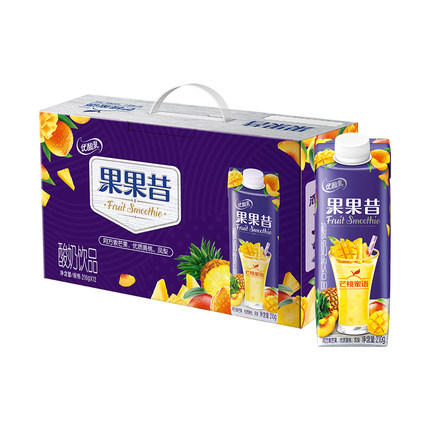 伊利优酸乳果果昔芒桃蜜语210g*12盒