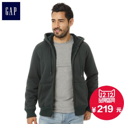 双12预售！Gap 男士羊羔绒休闲连帽拉链卫衣108456