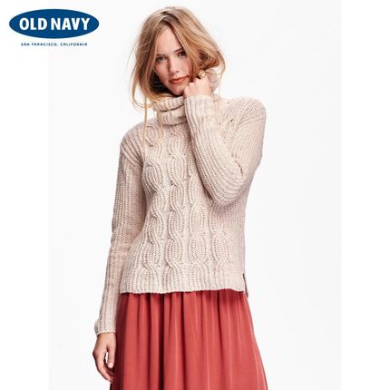 限时5折！Old Navy女款时尚扭绳堆领毛衣752200