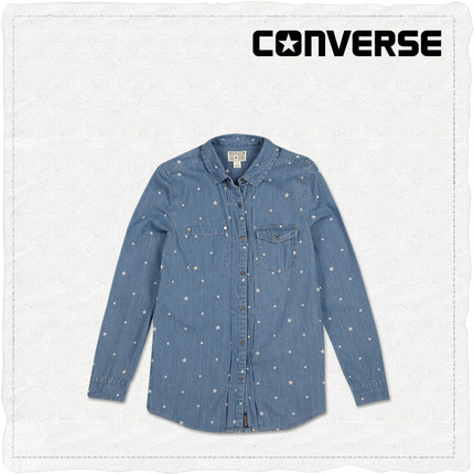 简约经典！匡威 女款星星印花长袖衬衫12562C