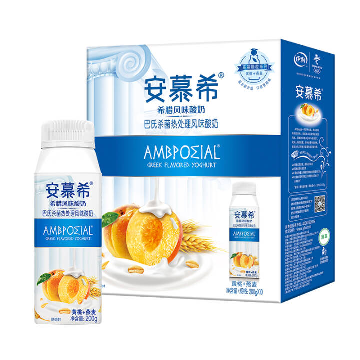 伊利 安慕希希腊风味酸奶 高端颗粒系列 黄桃+燕麦200g*10盒