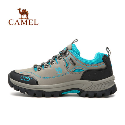 情侣款！骆驼户外登山鞋 男女秋冬防水防滑低帮牛皮 徒步鞋