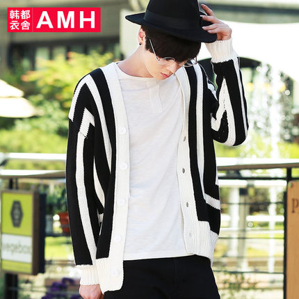 简约风！AMH新款V领落肩袖长袖针织衫OE5239