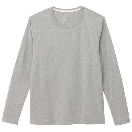 简约设计！无印良品MUJI男式粗棉线圆领长袖T恤M6AB211