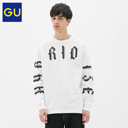 穿着舒适！GU 学院风字母印花加厚宽松卫衣 303860