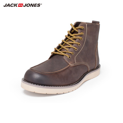 近期好价！杰克琼斯头层牛皮男秋高帮马丁靴鞋