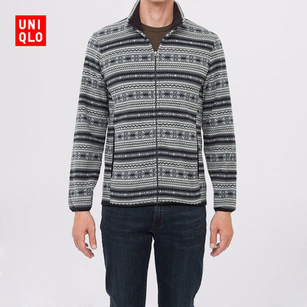 双11好价！优衣库 印花摇粒绒拉链茄克 135362