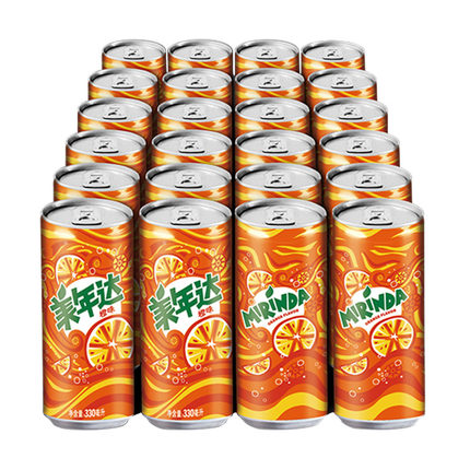 美年达果味型汽水橙味细长罐330ml*24罐