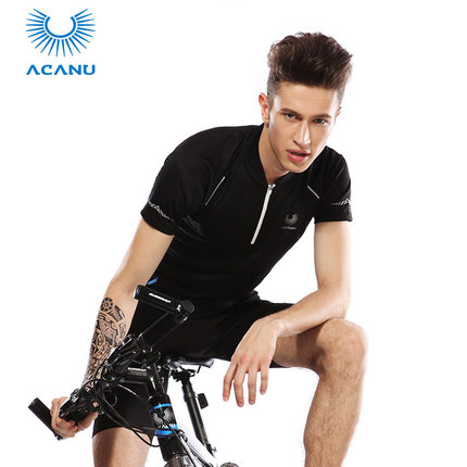 时尚户外！探路者ACANU春夏户外男士骑行立领速干短袖T恤
