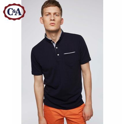 2016春夏新款！C＆A 男式 亨利领Polo衫 CA200173060