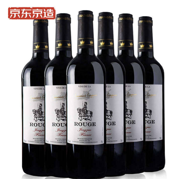 京造赤霞珠梅洛混酿干红葡萄酒750ml*6瓶