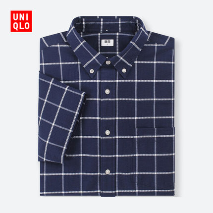 UNIQLO优衣库弹力泡泡纱格子衬衫406608