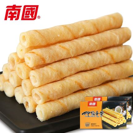 满满椰奶！南国食品 椰浆蛋卷 180gx2盒