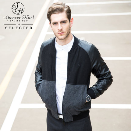 五折好价！SELECTED 男士PU拼接外套 SH415427021