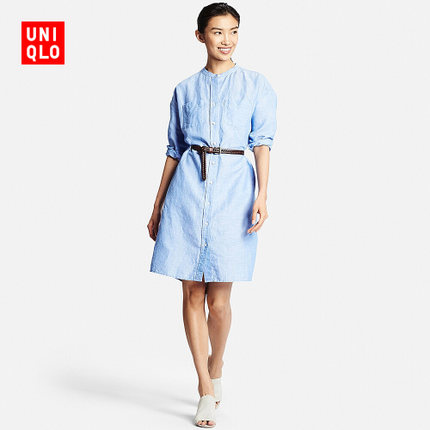 气质！女装 麻棉混纺连衣裙(七分袖) 164606 优衣库UNIQLO