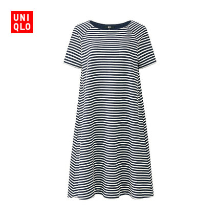 舒适！女装 提花条纹连衣裙(短袖) 165562 优衣库UNIQLO