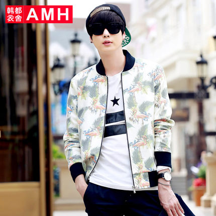 帅气有型！AMH修身立领网纱长袖夹克OD4416