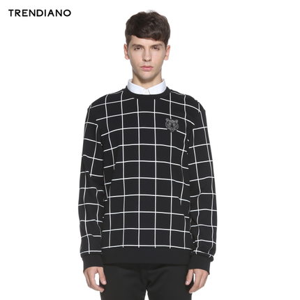半价！TRENDIANO 宽松棉质格子套头卫衣3153041230