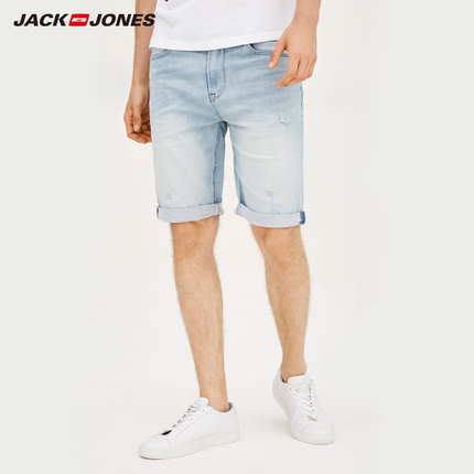 商场同款！杰克琼斯莱卡弹力破洞水洗男装夏季牛仔短裤