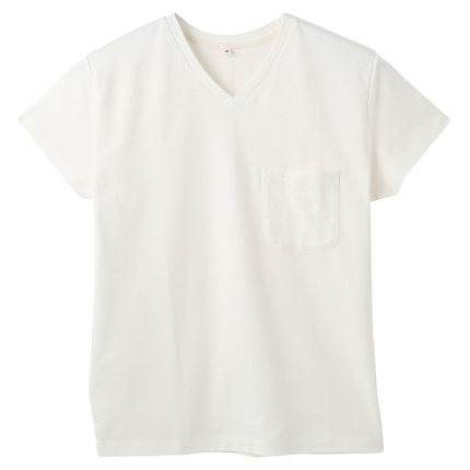 半价！无印良品MUJI 男式 细棉纱天竺V领T恤