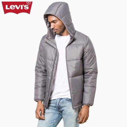 超值！李维斯秋冬季男士连帽压纹灰色夹克21381-0002