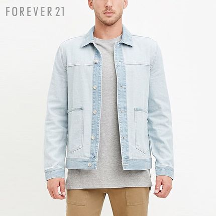 新低！FOREVER21男装 MEN男士短款牛仔夹克外套