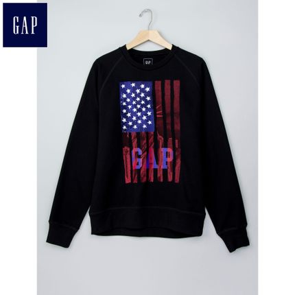 美式风格！Gap棉质毛圈个性美式旗帜印花卫衣239723
